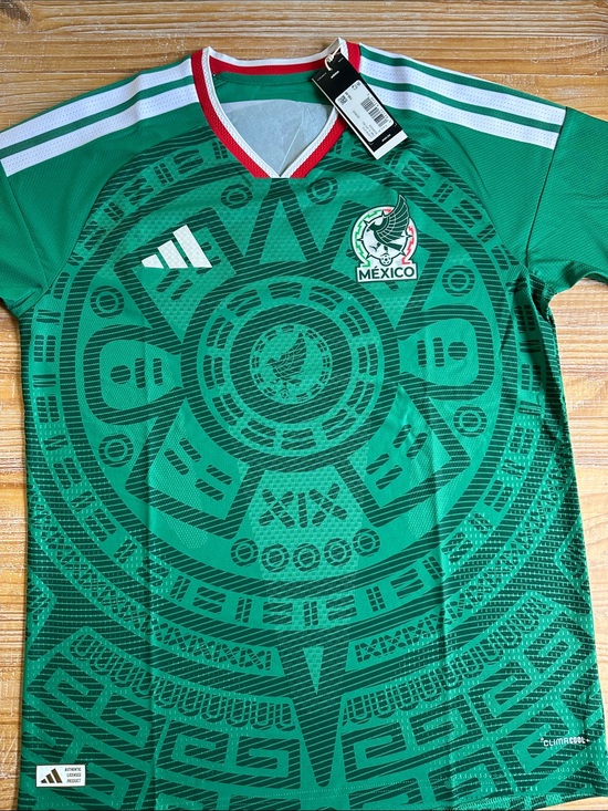 adidas Other - Authentic Adidas Green Mexico Aztec-Pattern Soccer Jersey with White Accents